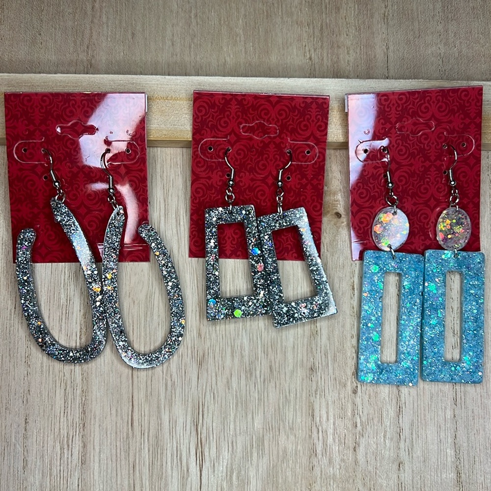 Set of three BLING dangle earrings